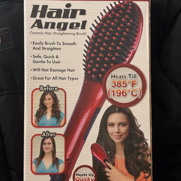 Red Ceramic Hair Straightening Brush - Picture 2 of 2